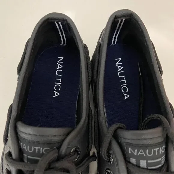 BOYS NAUTICA BLACK BOAT OXFORD SHOES - Picture 4 of 8